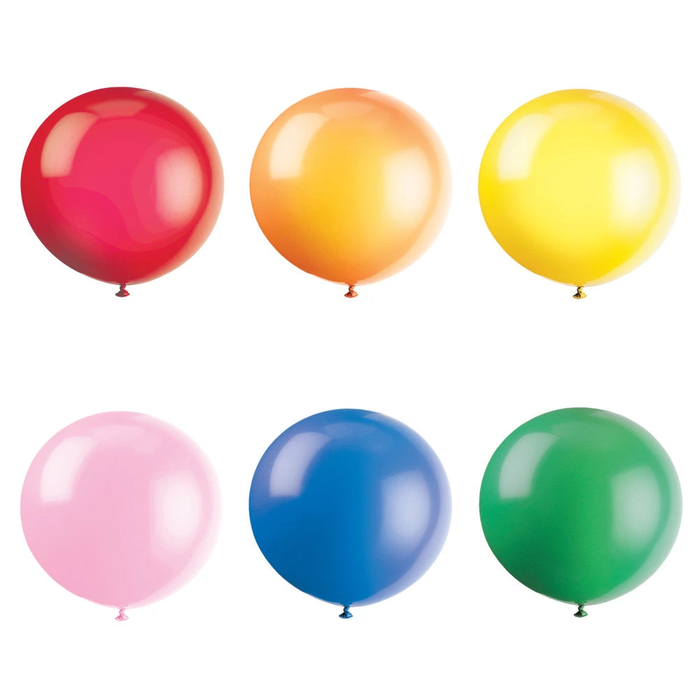 36" Latex Balloons, 6 In A Pack - Assorted Colors