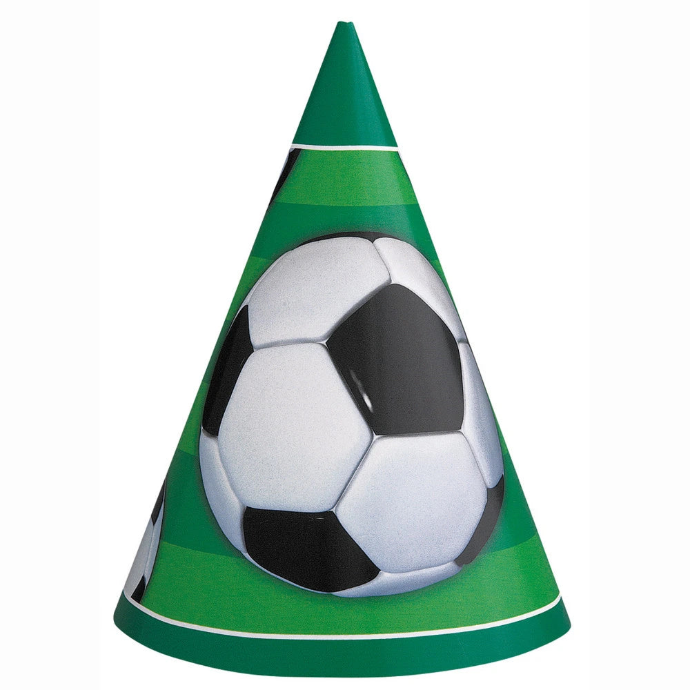 3D Soccer Party Hats, 8 In A Pack