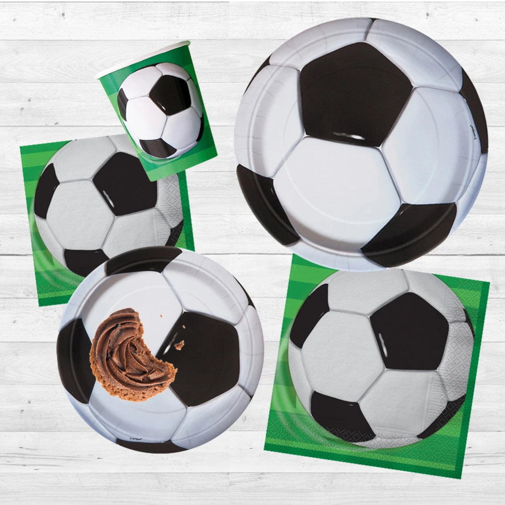 3D Soccer Round 7" Dessert Plates, 8 In A Pack