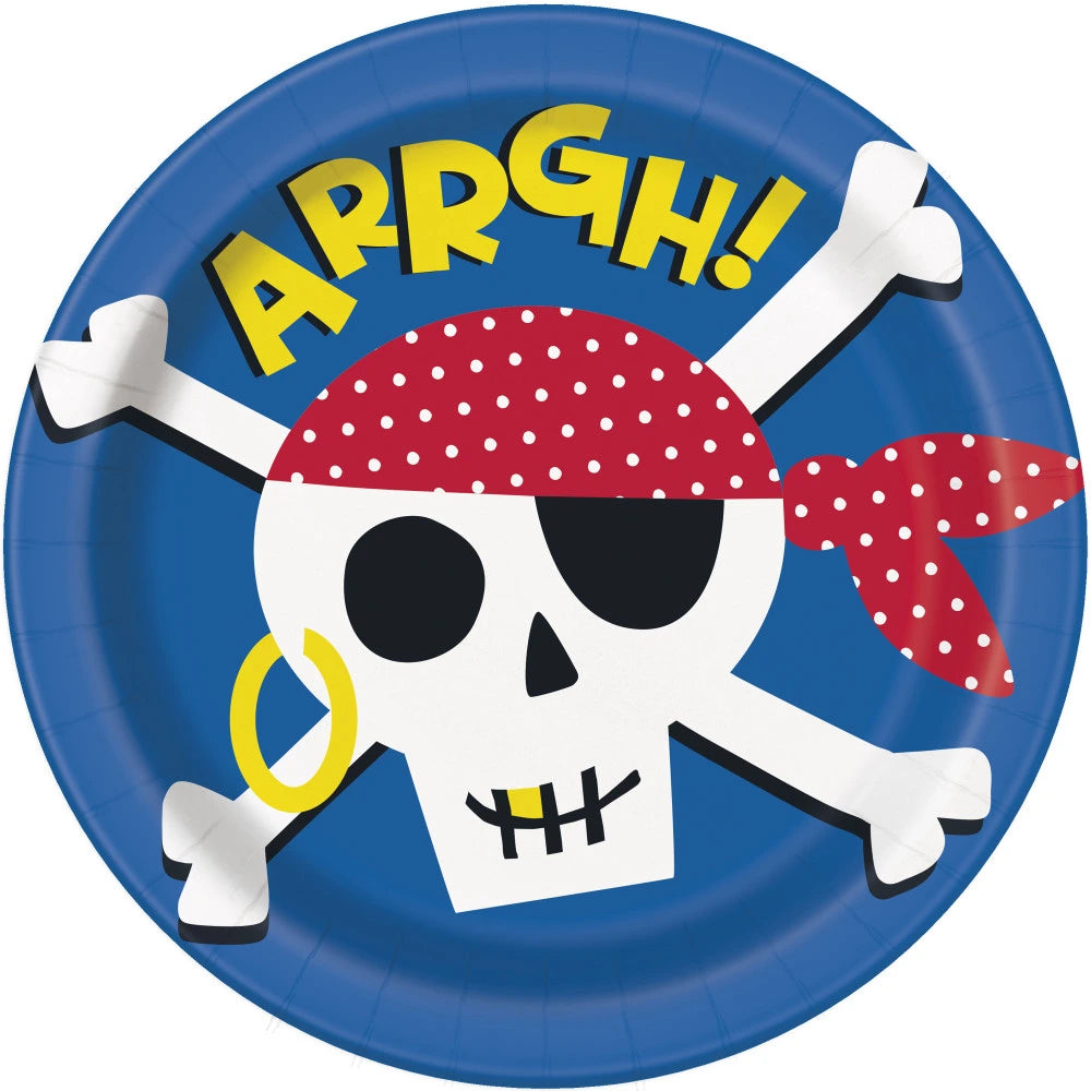 Ahoy Pirate Round 9" Dinner Plates, 8 In A Pack