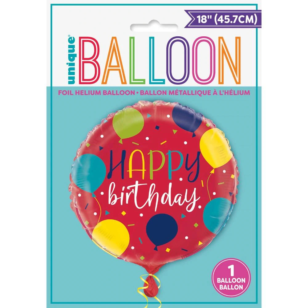 Balloon Party Birthday Round Foil Balloon 18", Packaged