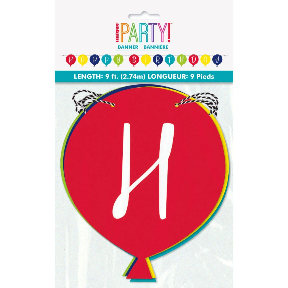 Balloon Party Birthday Shaped Banner, 9 ft