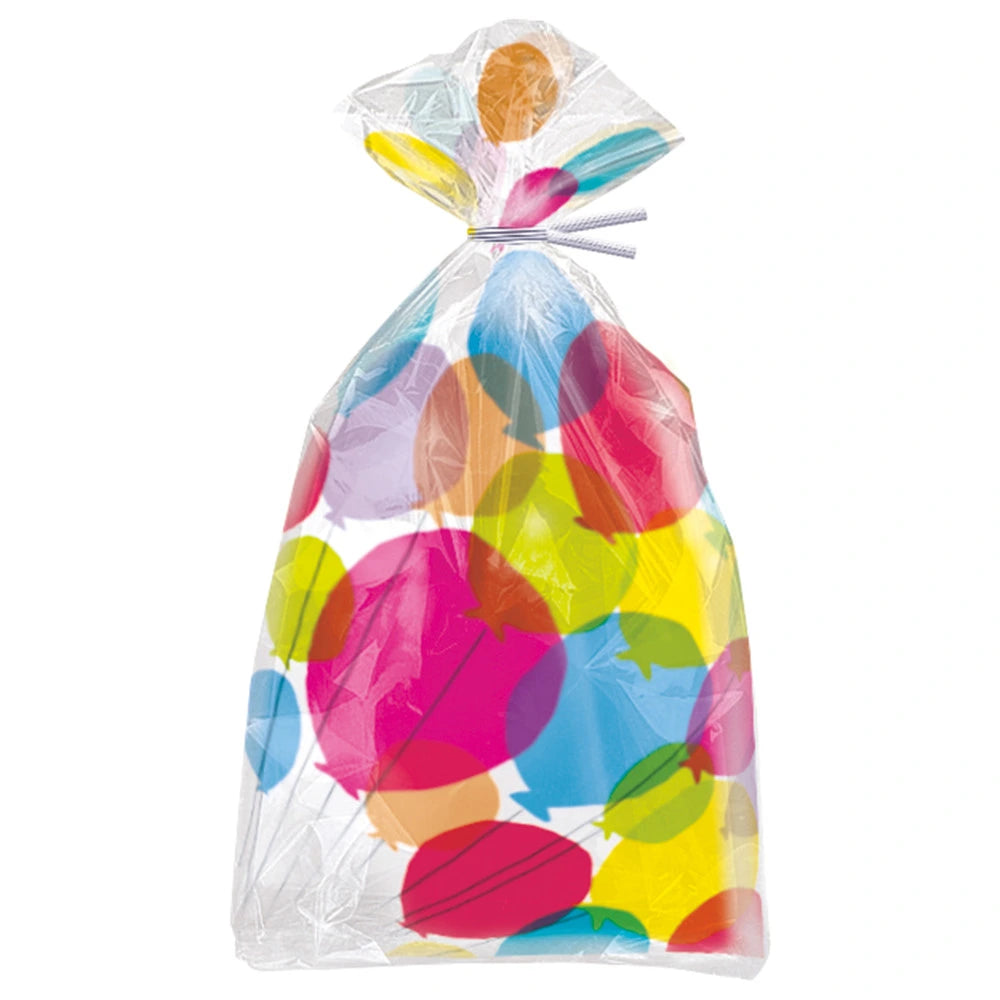 Balloons & Rainbow Birthday Cellophane Bags, 5"x11", 20 In A Pack