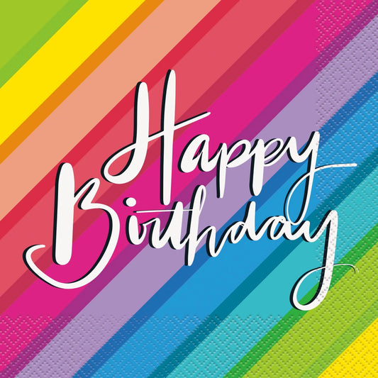 Balloons & Rainbow Birthday Luncheon Napkins, 16 In A Pack