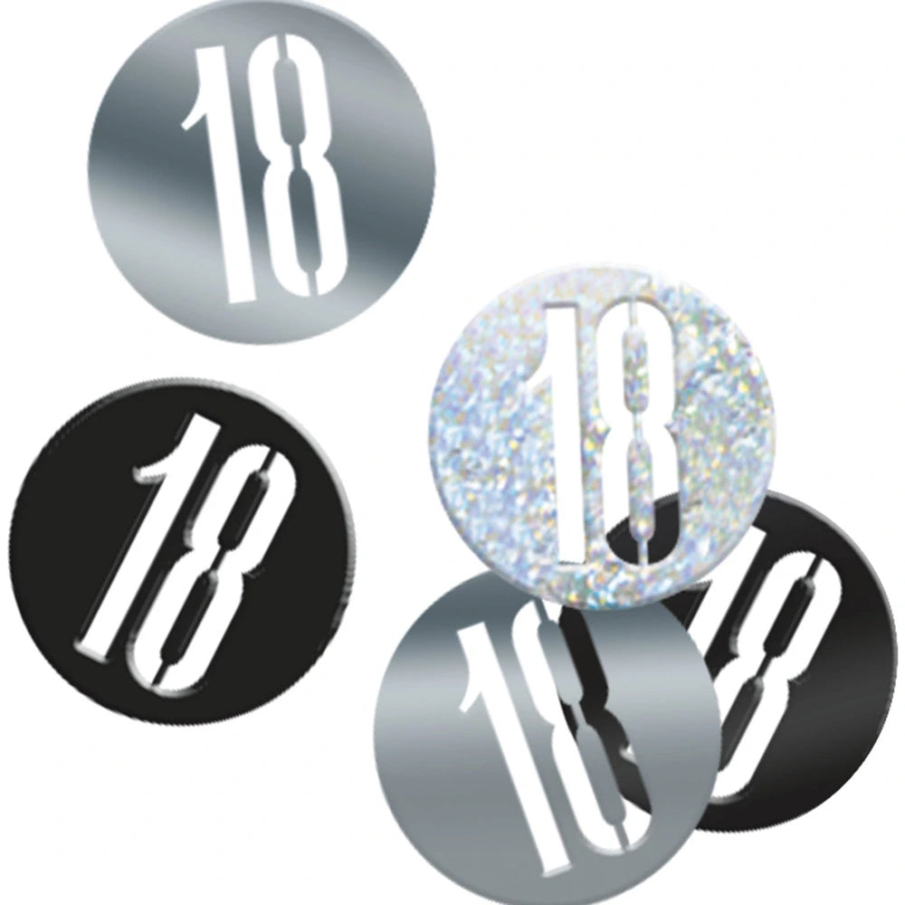 Birthday Black Glitz Number 18 Confetti, .5oz