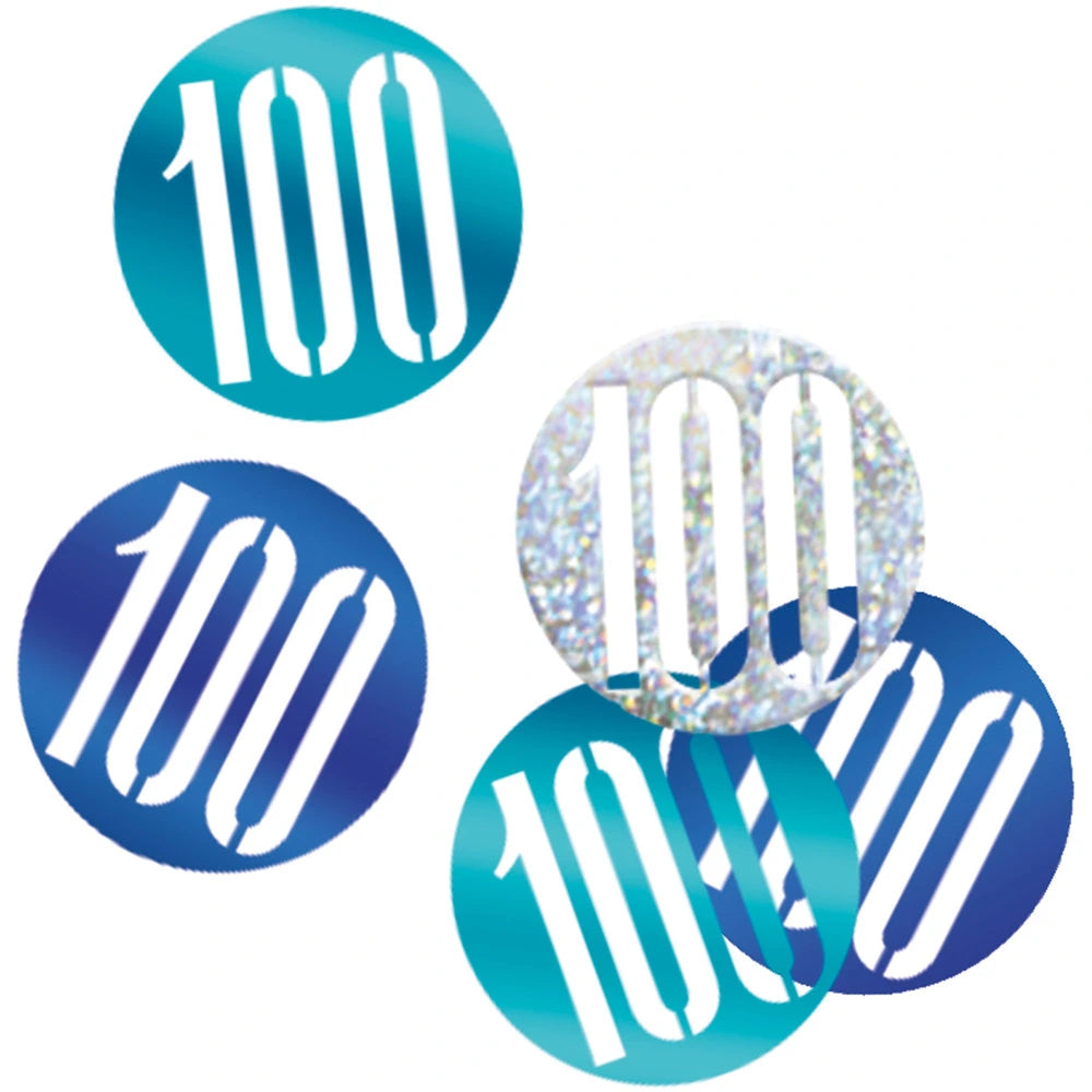 Birthday Blue Glitz Number 100 Confetti, .5oz