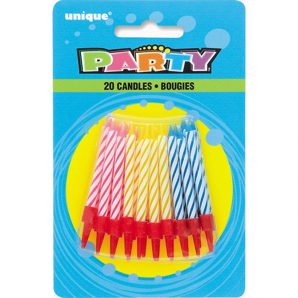 Birthday Candles in Holders, 20 In A Pack