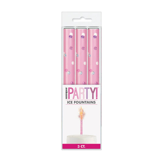 Birthday Pink Glitz Ice Fountains, 3 In A Pack