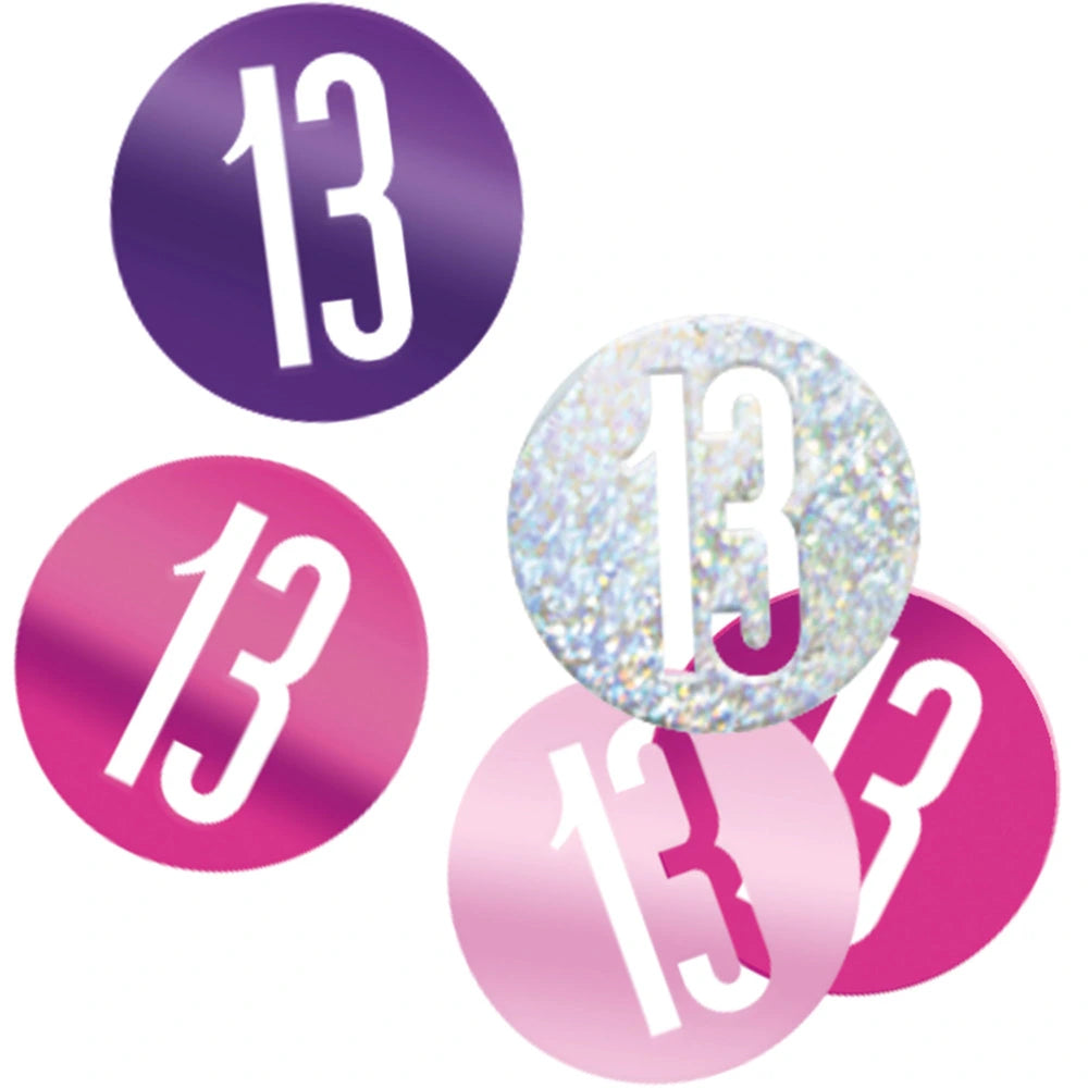Birthday Pink Glitz Number 13 Confetti, .5oz