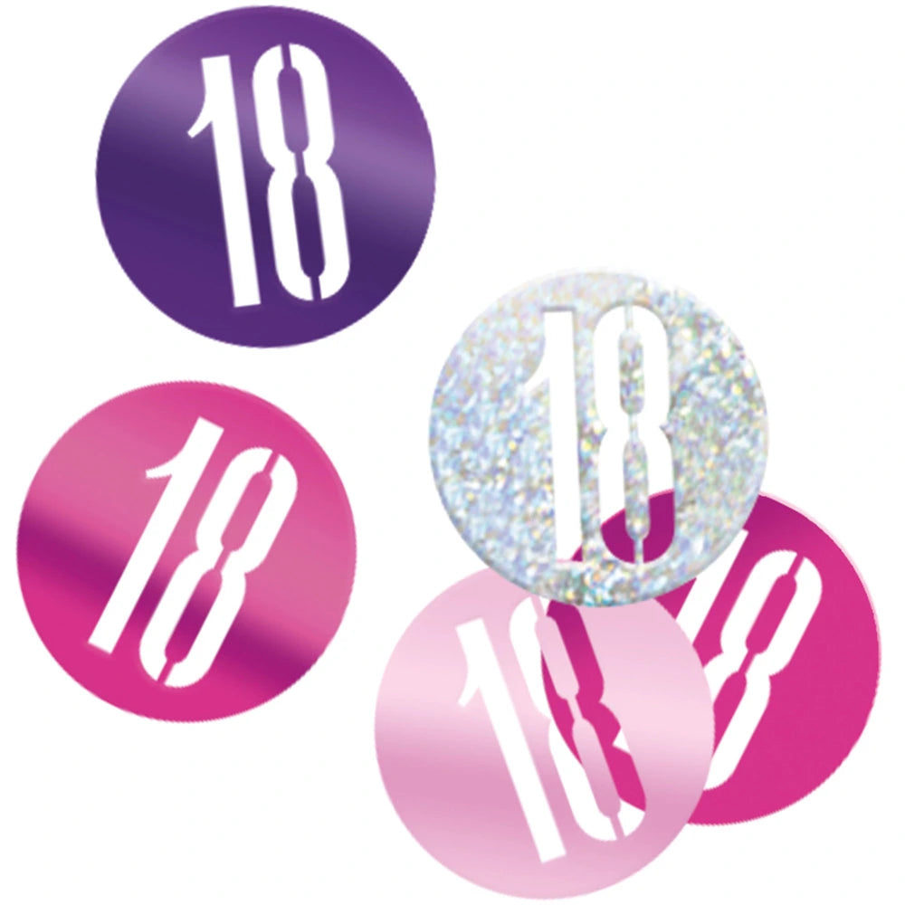Birthday Pink Glitz Number 18 Confetti, .5oz