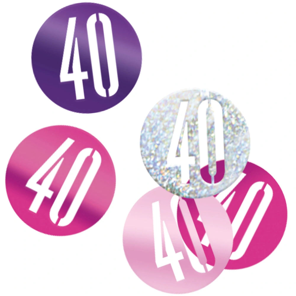 Birthday Pink Glitz Number 40 Confetti, .5oz