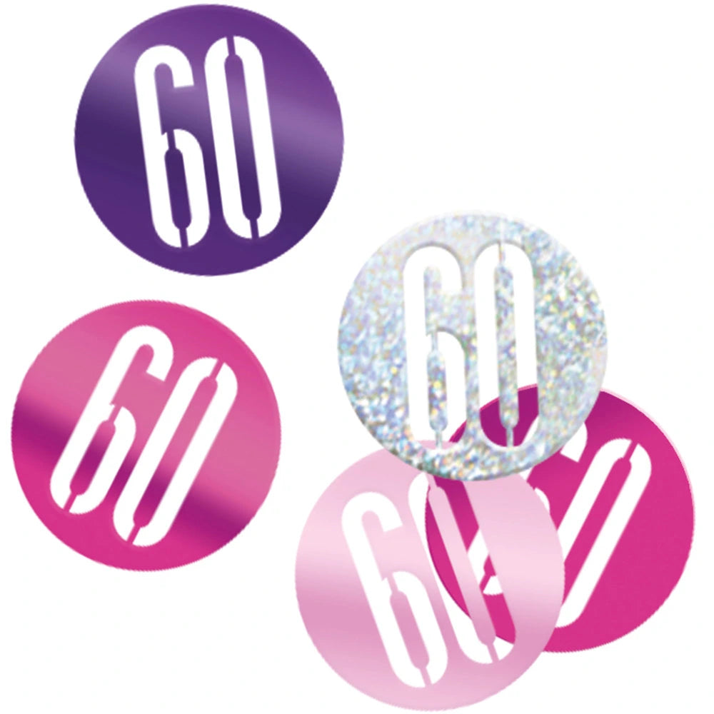 Birthday Pink Glitz Number 60 Confetti, .5oz
