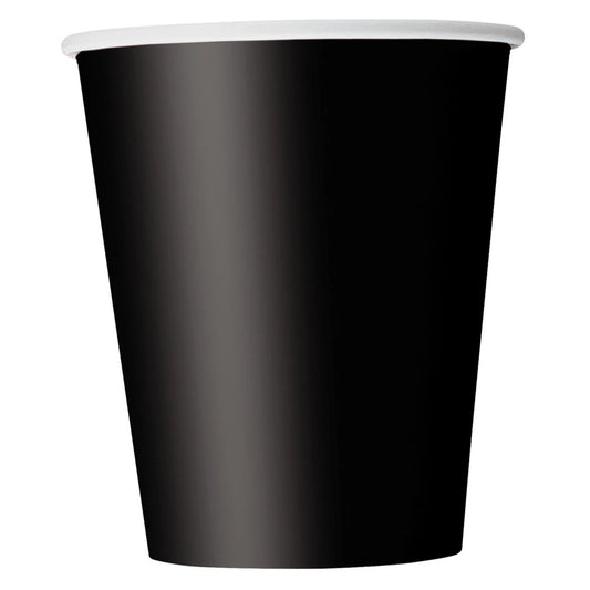Black Solid 9oz Paper Cups, 8 In A Pack