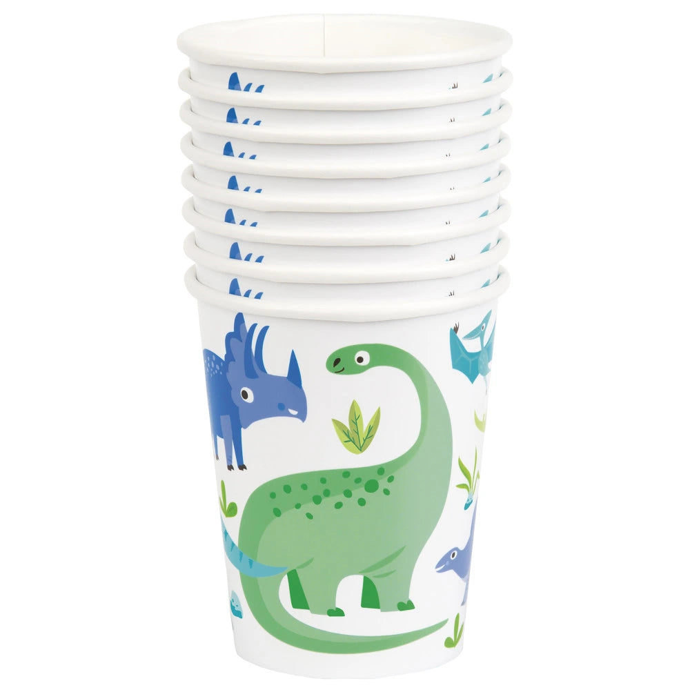Blue & Green Dinosaur 9oz Paper Cups, 8 In A Pack