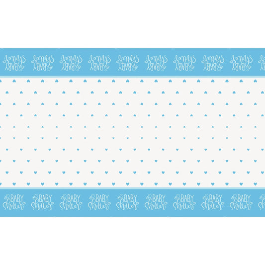 Blue Hearts Baby Shower Re In A Packangular Plastic Table Cover, 54"x84"