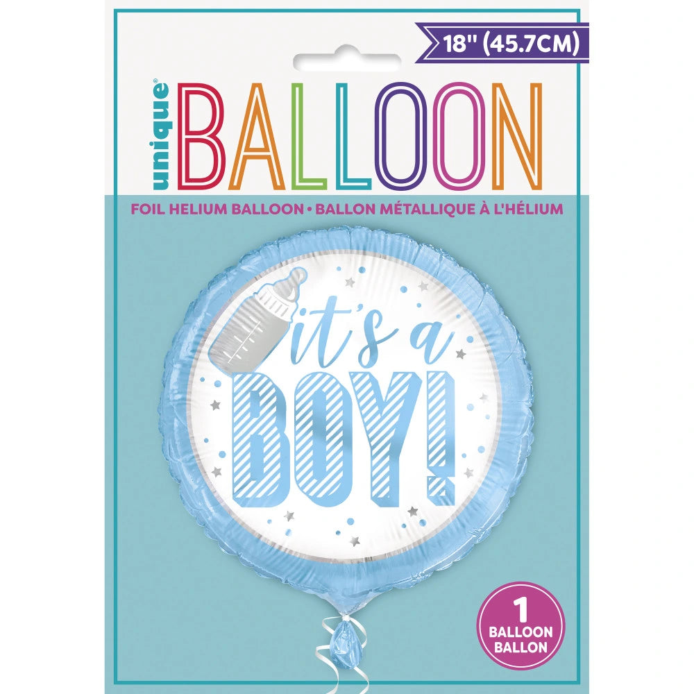 Blue ItÃ¢â‚¬â„¢s a Boy Round Foil Balloon 18", Package - [Case Pack - 12]