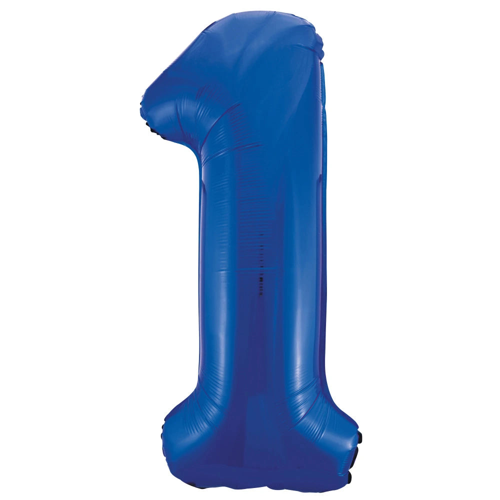 Blue Number 1 Shaped Foil Balloon 34", Packaged