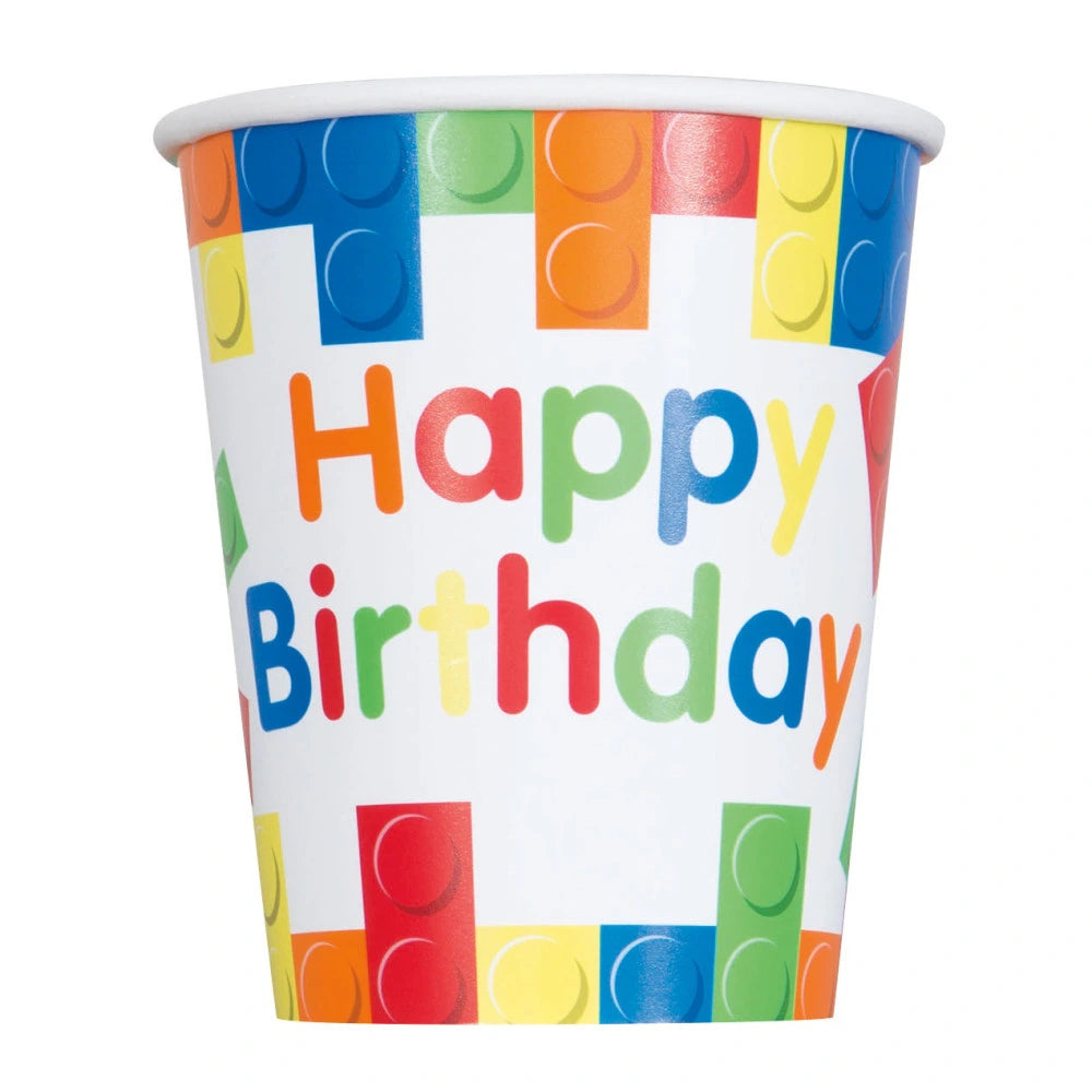 Building Blocks Birthday 9oz Paper Cups, 8 In A Pack