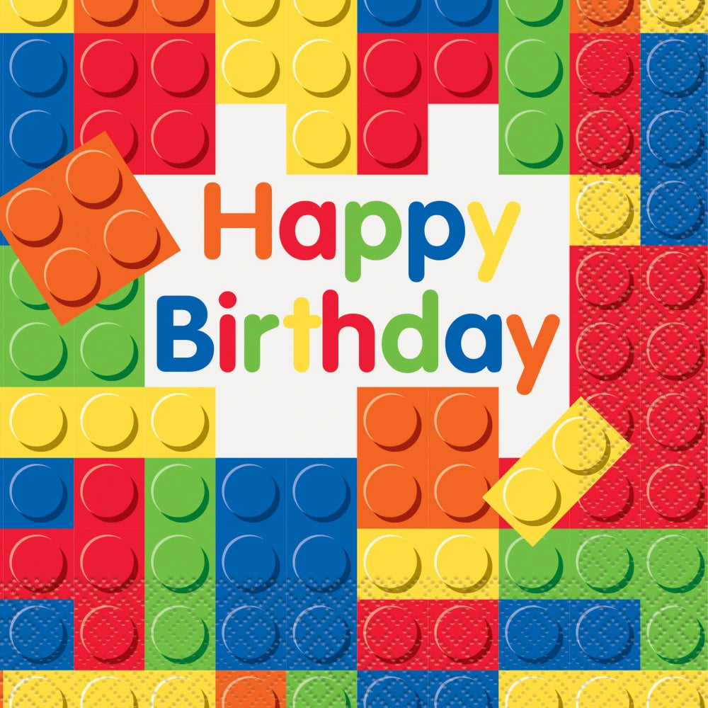 Building Blocks Birthday Luncheon Napkins, 16 In A Pack