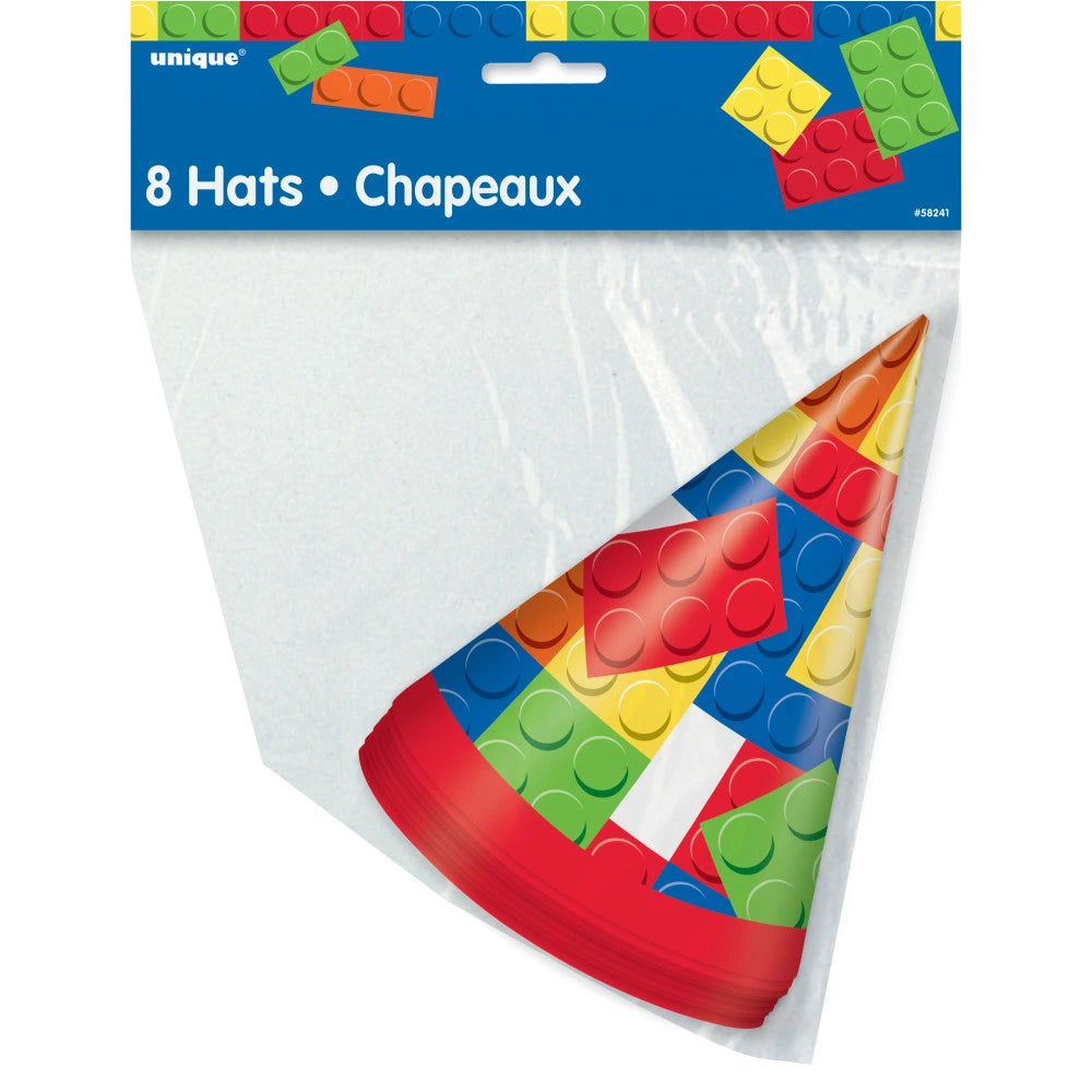 Building Blocks Birthday Party Hats, 8 In A Pack
