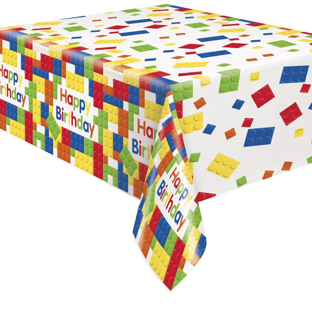 Building Blocks Birthday Re In A Packangular Plastic Table Cover, 54"x84"