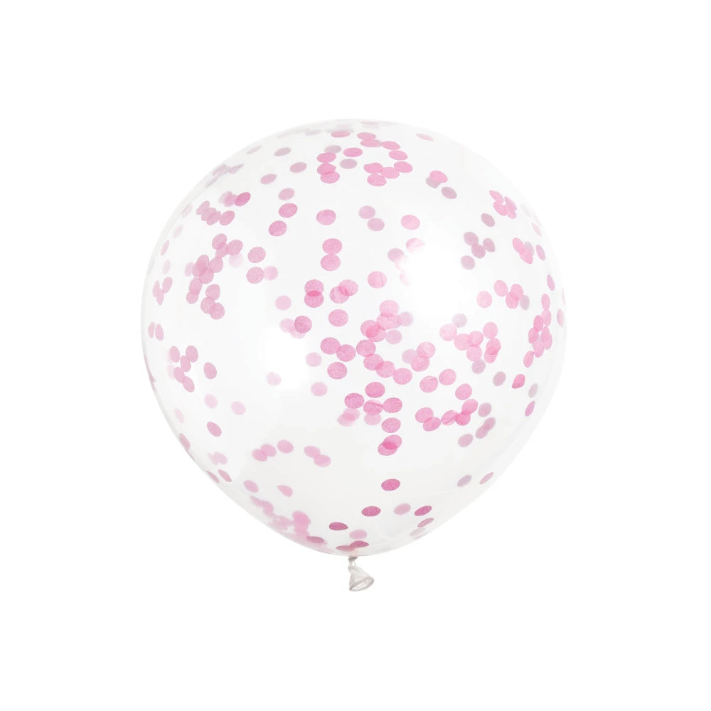 Clear Latex Balloons with Hot Pink Confetti 12", 6 In A Pack