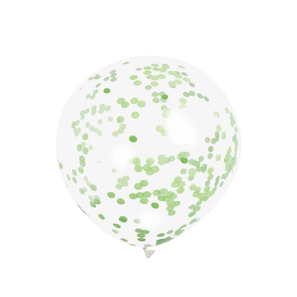 Clear Latex Balloons with Lime Green Confetti 12", 6 In A Pack