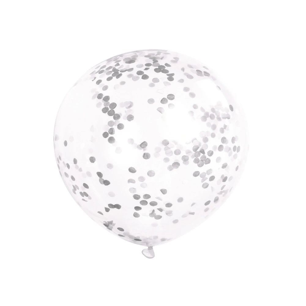 Clear Latex Balloons with Silver Confetti 12", 6 In A Pack