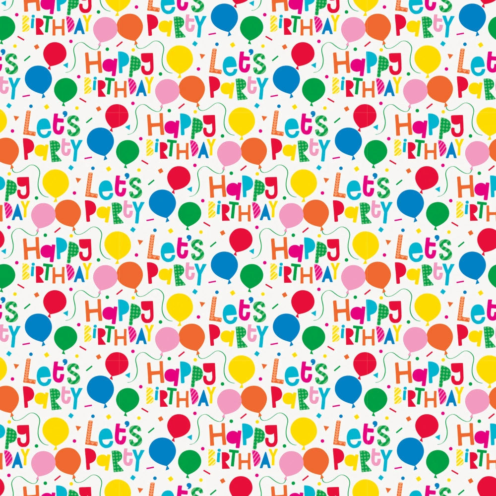 Colorful Balloons Let's Party Gift Wrap, 30" x 5 ft