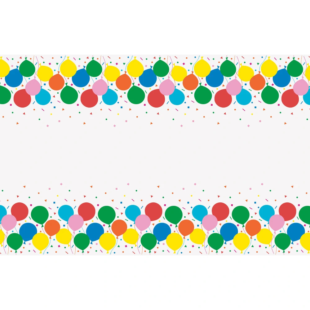 Colorful Balloons Re In A Packangular Plastic Table Cover, 54"x84"