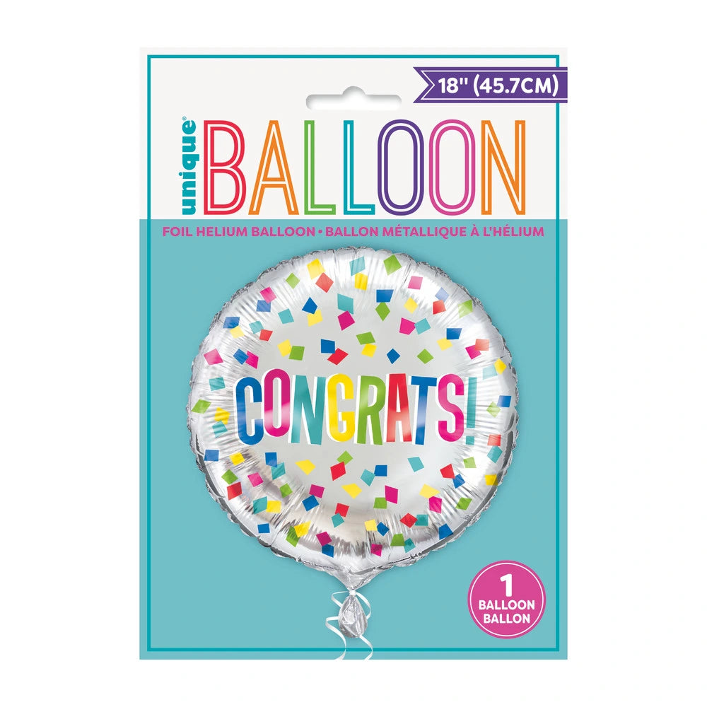 Colorful Congrats Round Foil Balloon 18", Package
