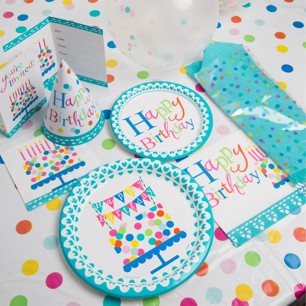 Confetti Cake Birthday Re In A Packangular Plastic Table Cover, 54"x84"