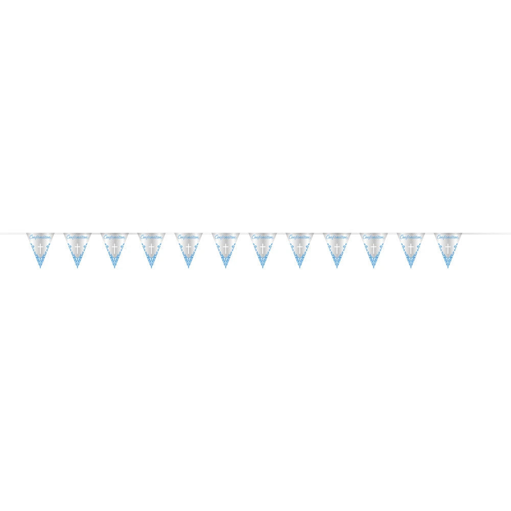 Fancy Blue Cross Confirmation Foil Flag Banner, 9ft