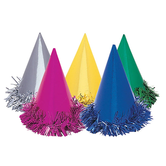 Fringed Foil Hats - Assorted, 6 In A Pack