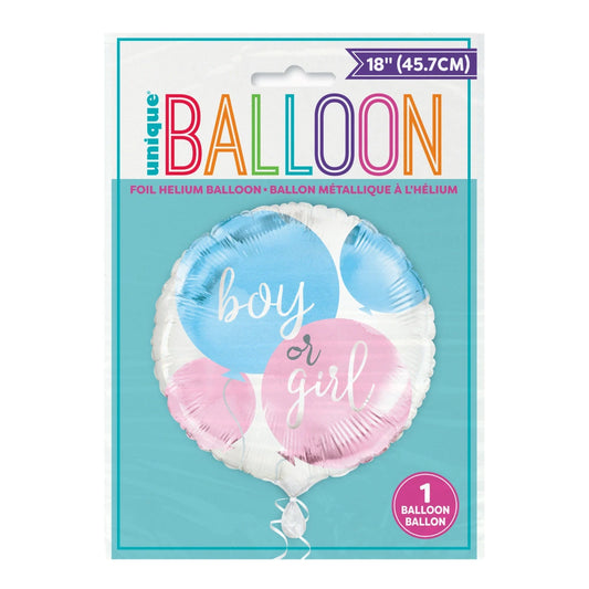 Gender Reveal Party Round Foil Balloon 18", Package