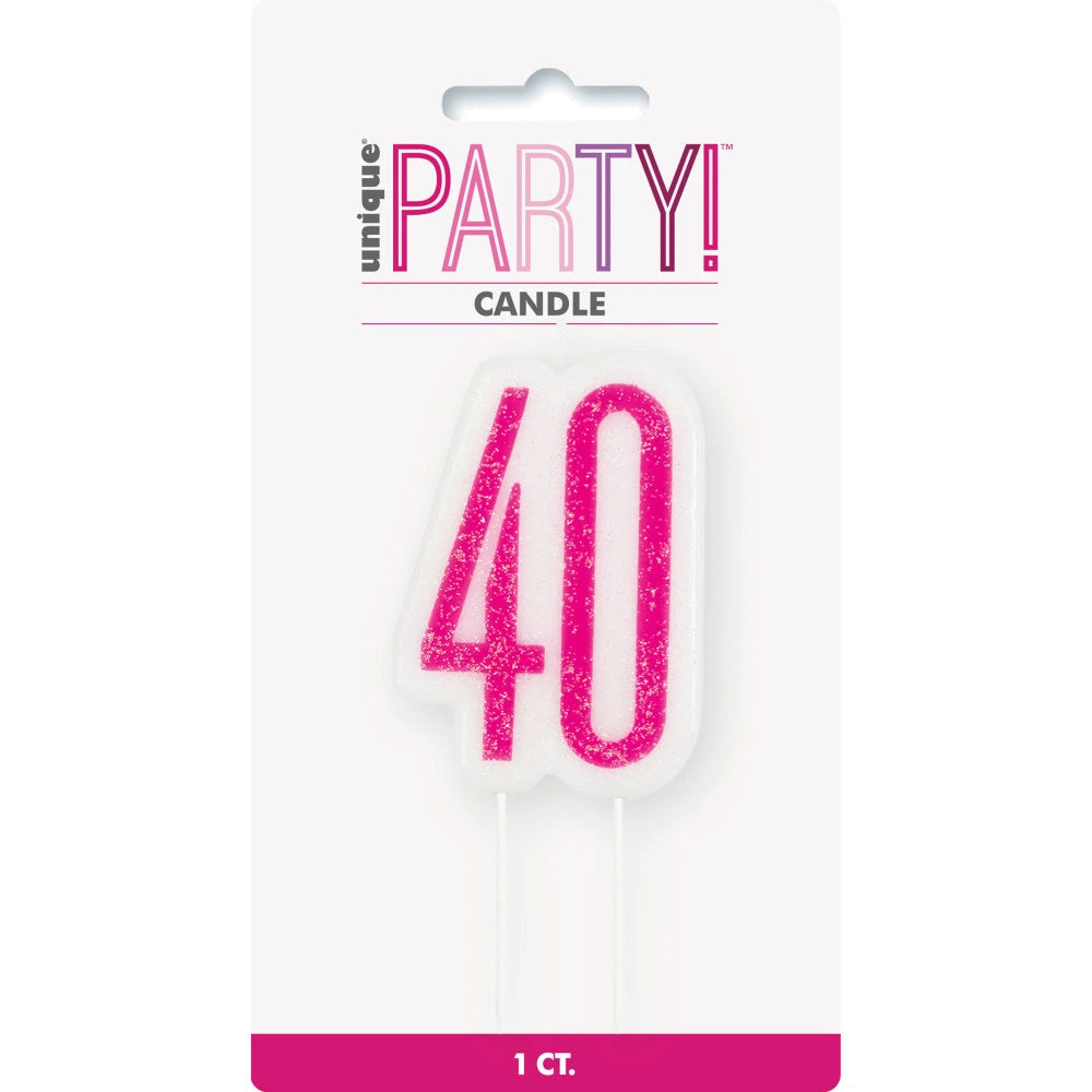 Glitz Pink Numeral Birthday Candle 40