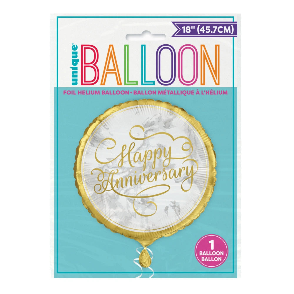 Gold Anniversary Round Foil Balloon 18", Package