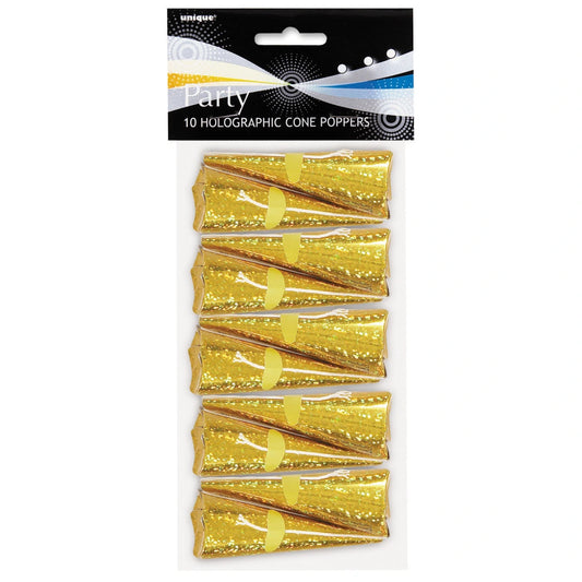 Gold Cone Poppers, 10 In A Pack