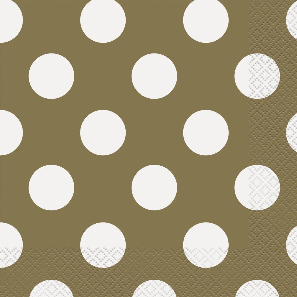 Gold Dots Luncheon Napkins, 16 In A Pack