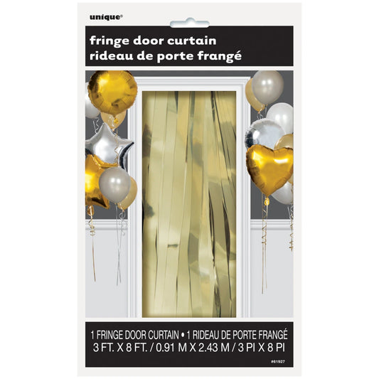 Gold Fringe Door Curtain, 3 x 8 ft