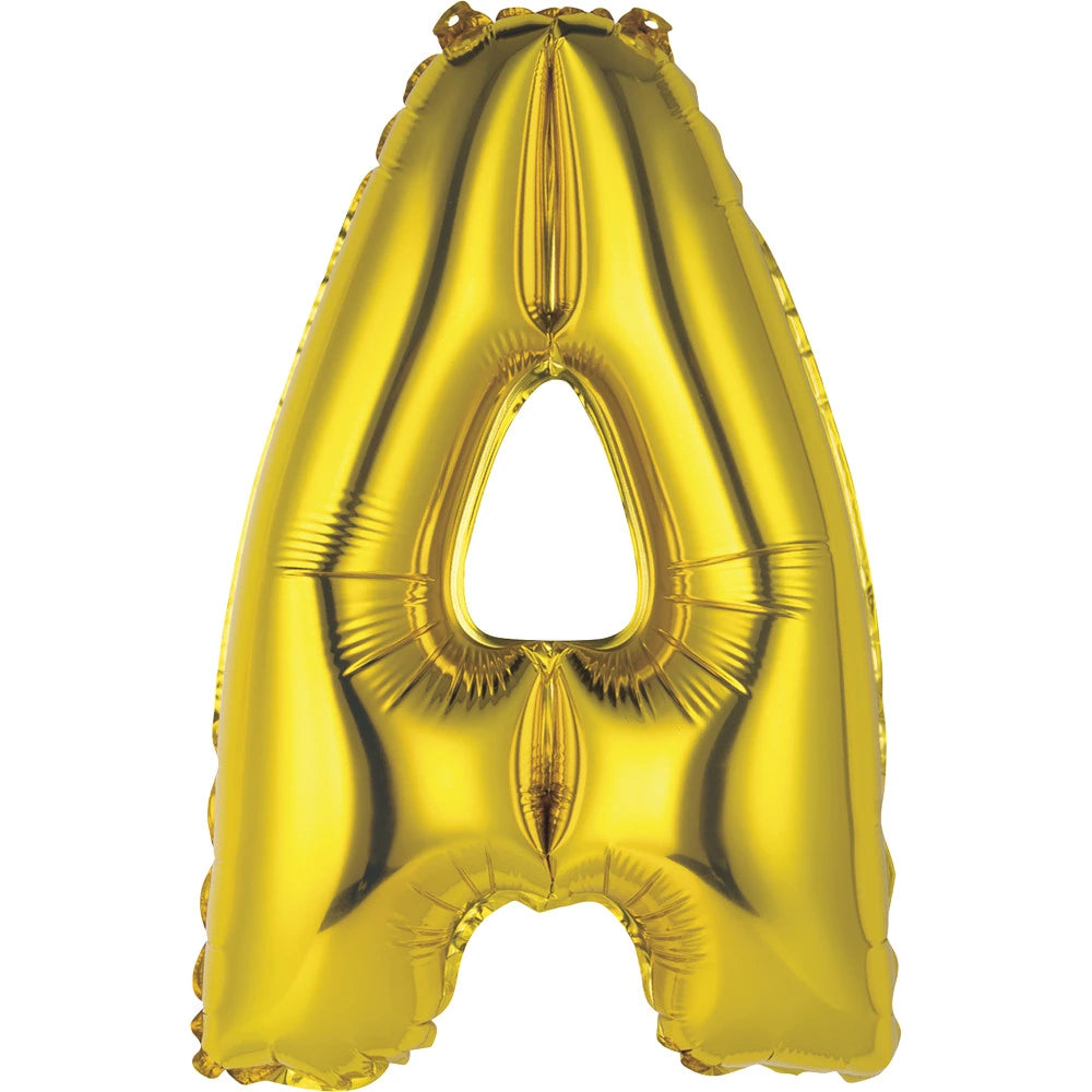 Gold Letter A Shaped Foil Balloon 14", Packaged