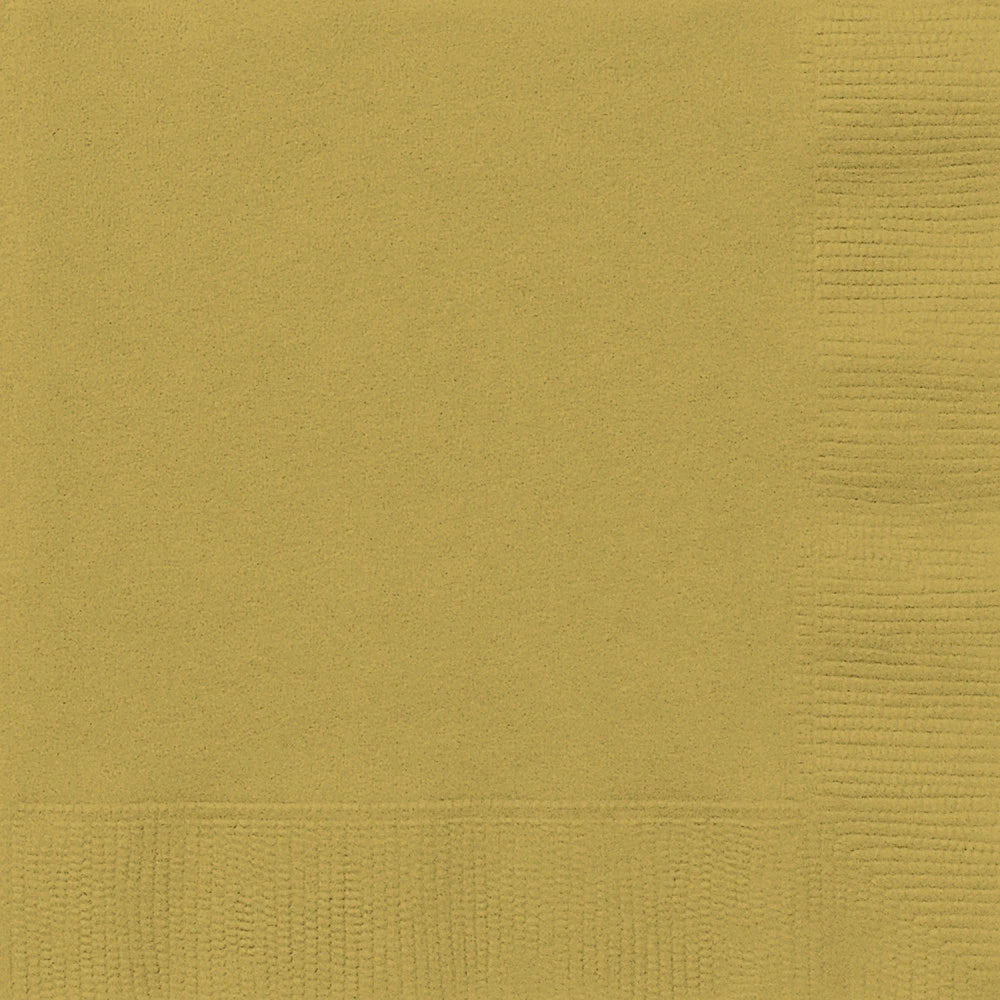 Gold Solid Luncheon Napkins, 50 In A Pack