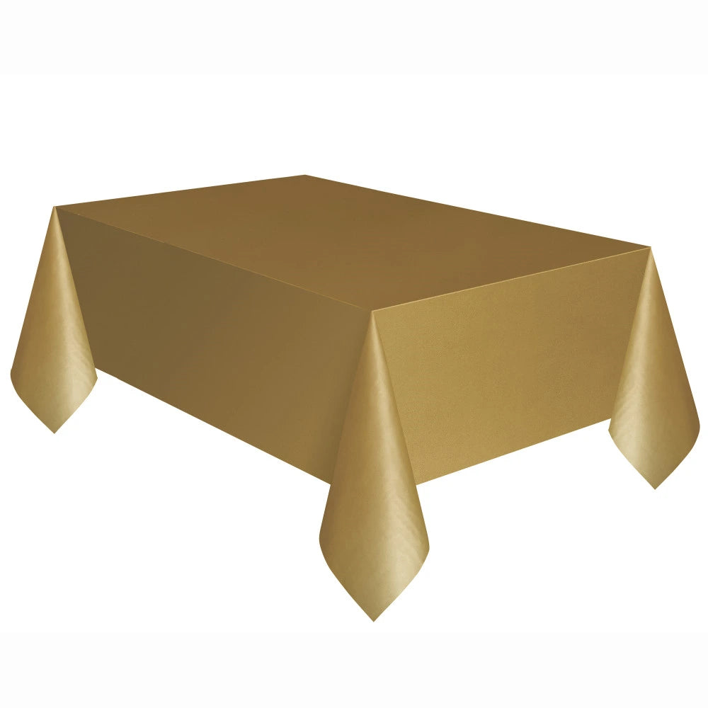 Gold Solid Re In A Packangular Plastic Table Cover, 54"x108"