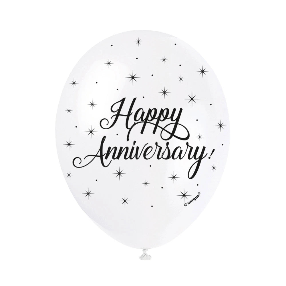 Happy Anniversary 12" Latex Balloons, 5 In A Pack