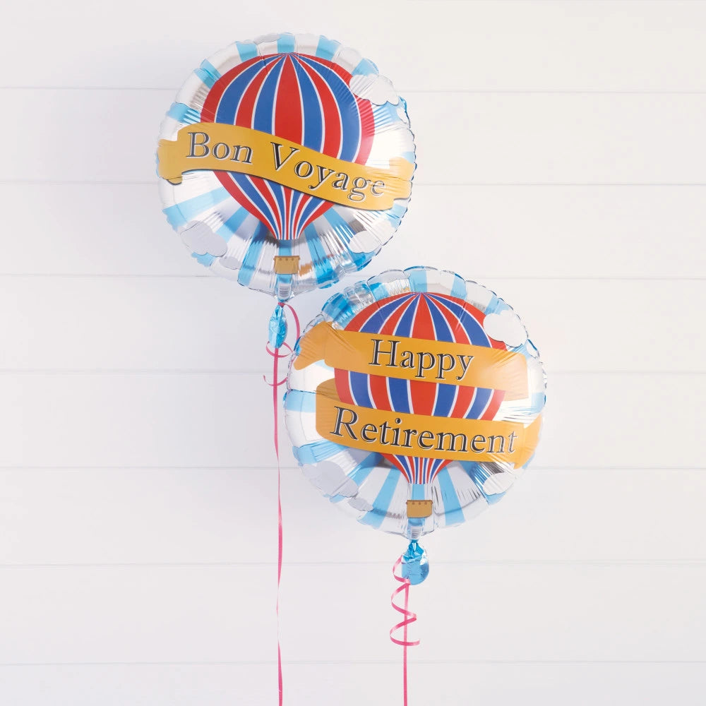 Hot Air Bon Voyage Round Foil Balloon 18", Packaged