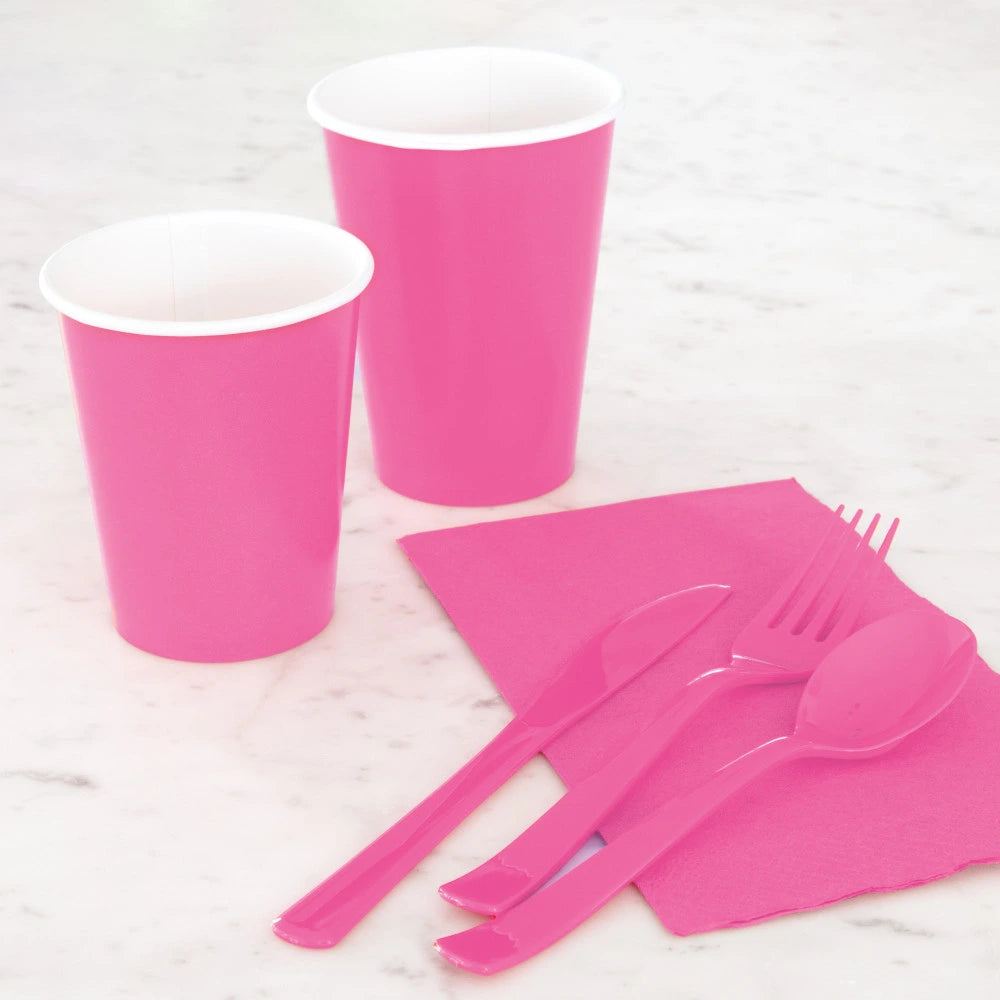 Hot Pink Solid 9oz Paper Cups, 14 In A Pack