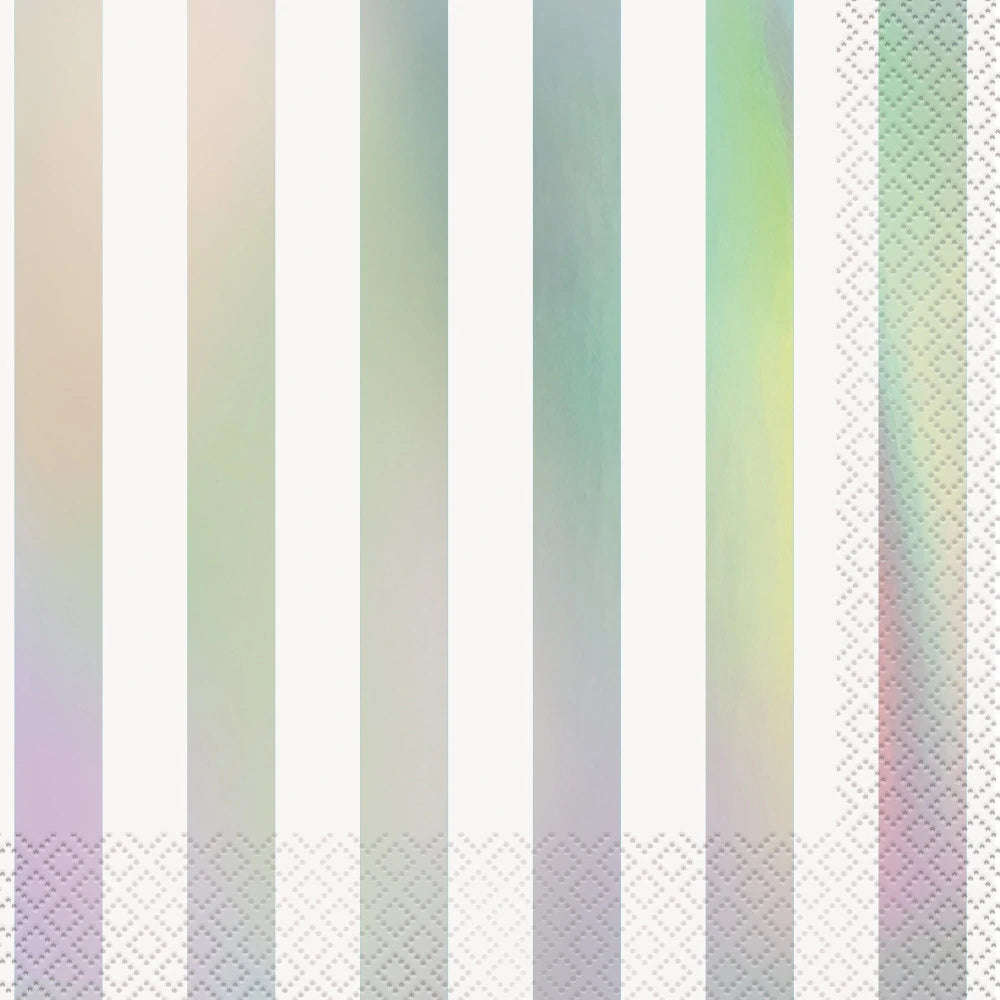 Iridescent Stripes Luncheon Napkins, 16 In A Pack - Foil Stamped
