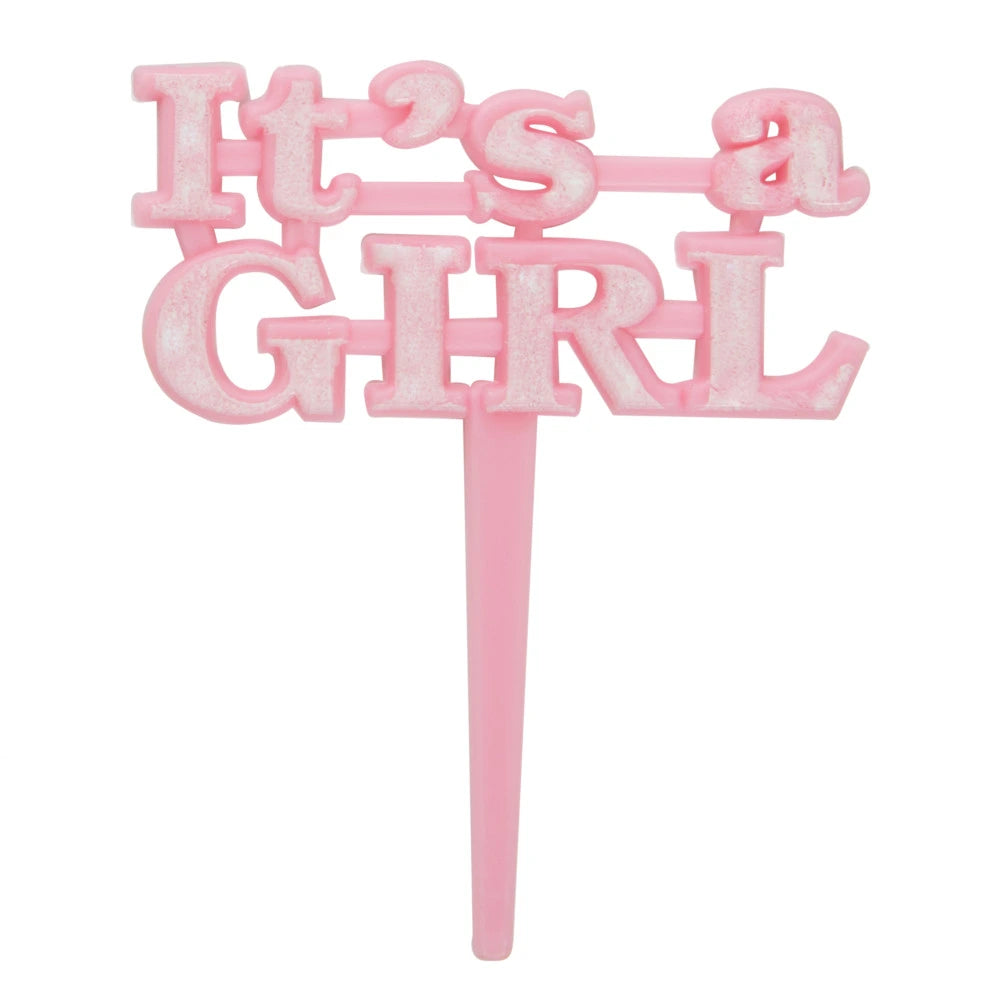 It's a Girl Pink Cake Picks, 8 In A Pack
