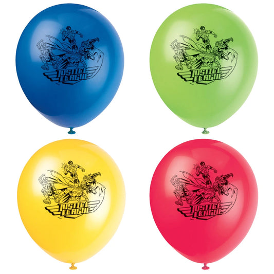 Justice League 12" Latex Balloons, 8 In A Pack