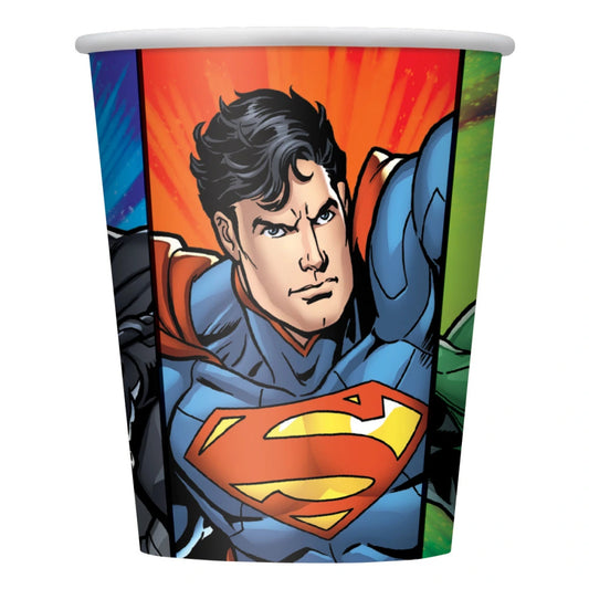 Justice League 9oz Paper Cups, 8 In A Pack